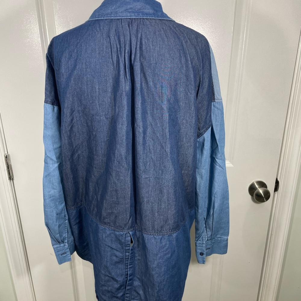 Anna Patchwork Denim Button-Up Shirt Size Large C… - image 6